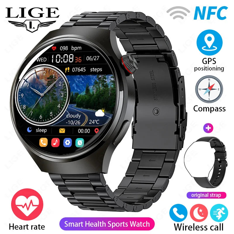 LIGE Smartwatch 360×360 – Bluetooth-samtal & hälsomätning