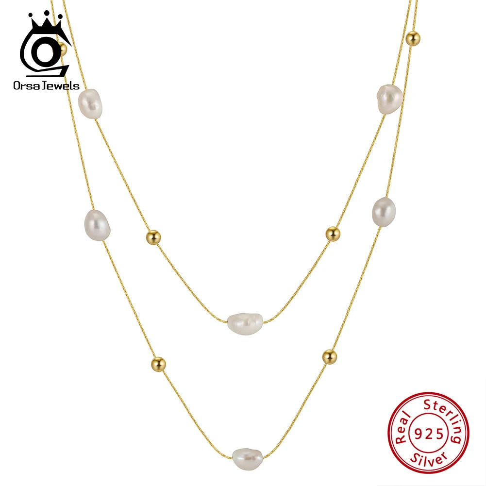 ORSA JEWELS pärlhalsband dam – barockpärlor & 925 sterlingsilver