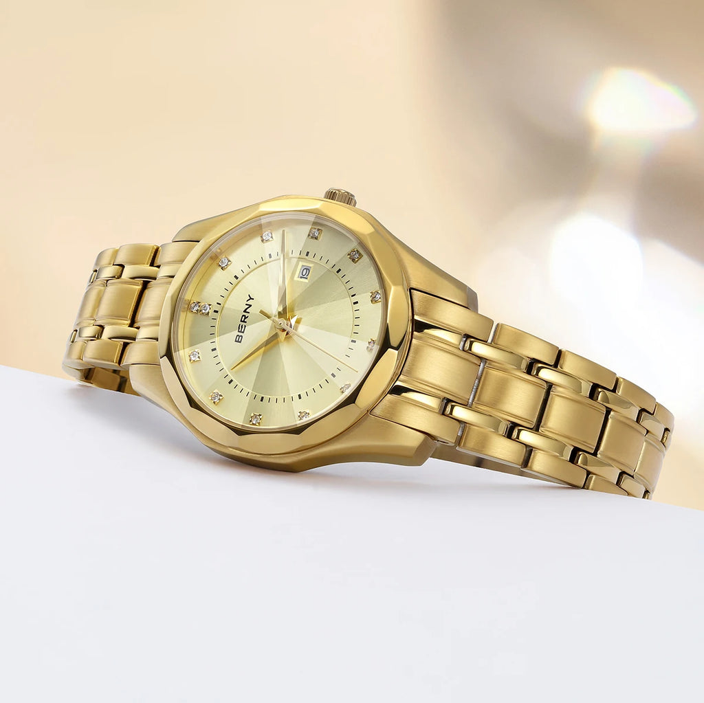 BERNY damklocka i guldton – Elegant automatisk klocka