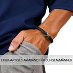 Infinity läderarmband herr – svart & rostfritt stål
