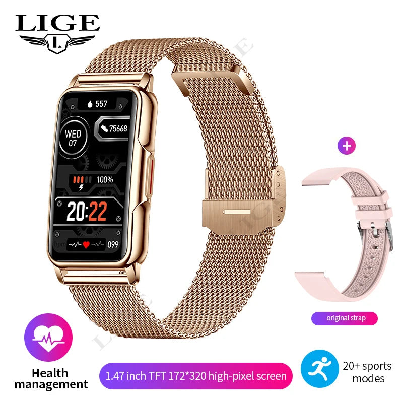 LIGE Smartklocka för dam & herr – fitnessklocka med pulsmätare och IP67