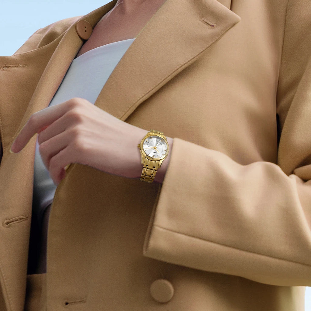 BERNY damklocka i guldton – Elegant automatisk klocka