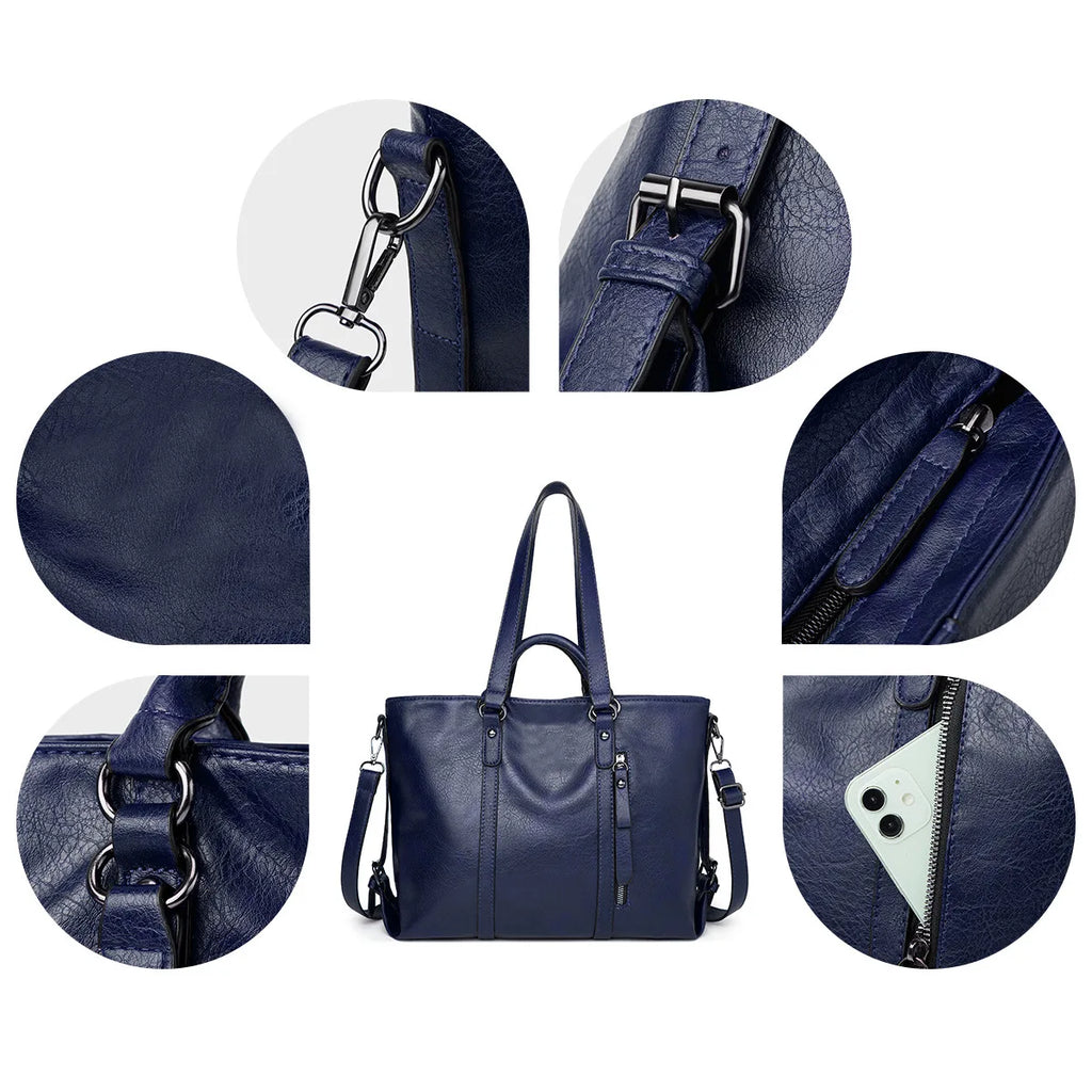 Laptopväska 14 tum – retro portfölj i PU-läder