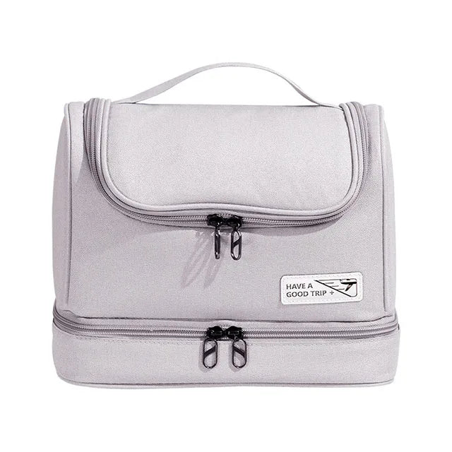 Hängande necessär med torr- och våtfack – Vikbar toalettväska i oxford-tyg