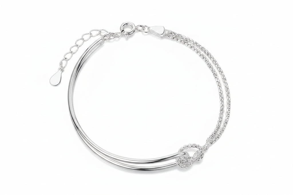 925 Sterling Silver Armband Dam – Minimalistiskt Geometriskt Armband