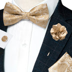 Flugset i siden – paisley med manschettknappar & brosch