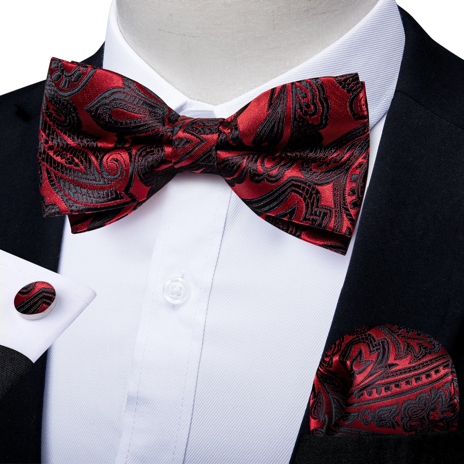 Flugset paisley herr – fluga, näsduk & manschettknappar