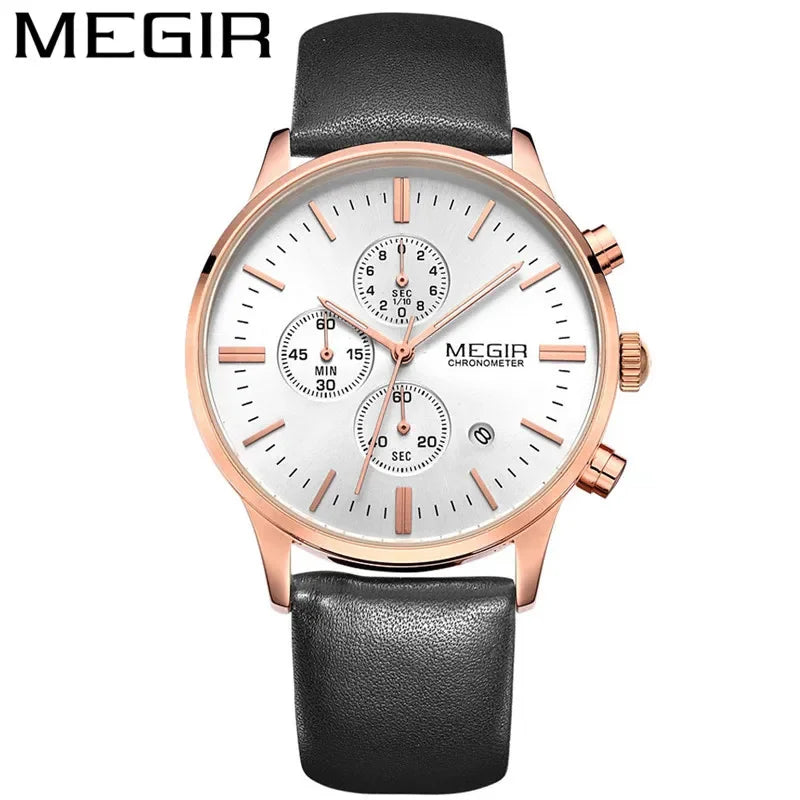 MEGIR Herrklocka 2011 – Stoppur med äkta läderband