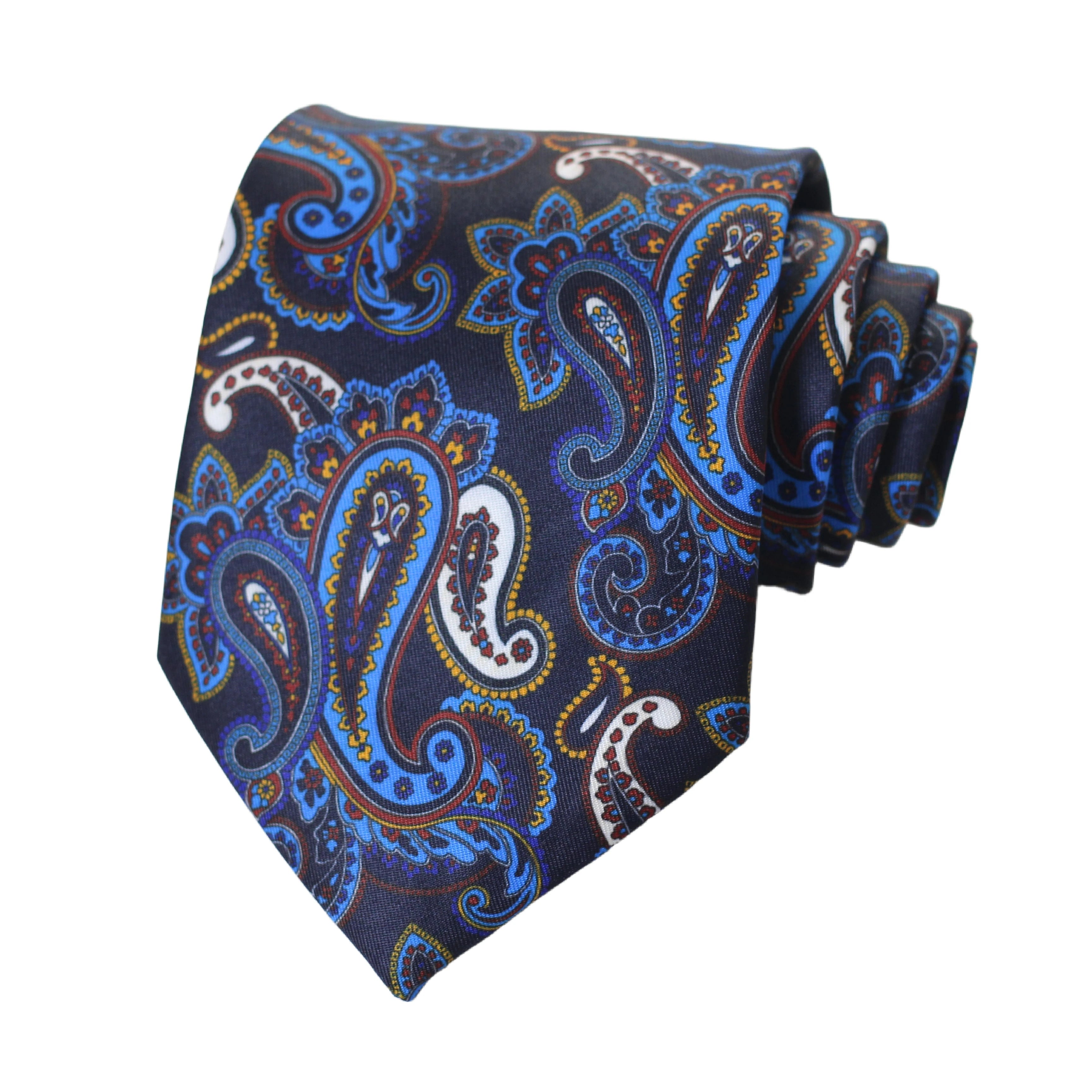 Paisleyslips Röd/Blå 9 cm – Elegant & modern stil