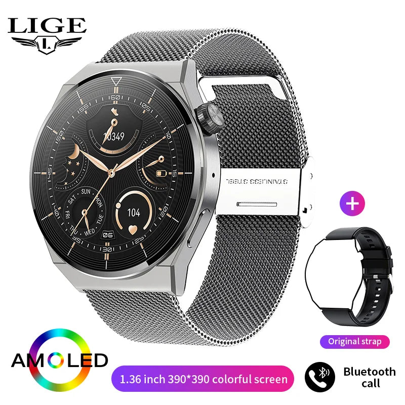 LIGE NFC Smartwatch 1.36” – AMOLED & trådlös laddning