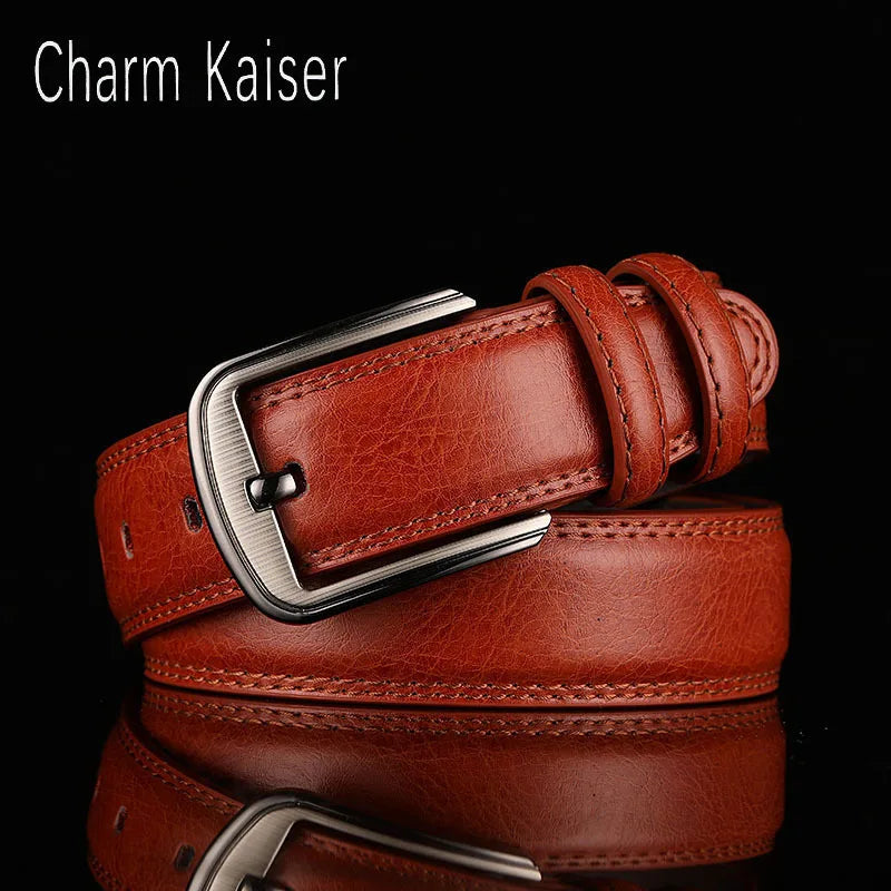 Brunt herrbälte i spaltläder – klassiskt bälte med stiftspänne