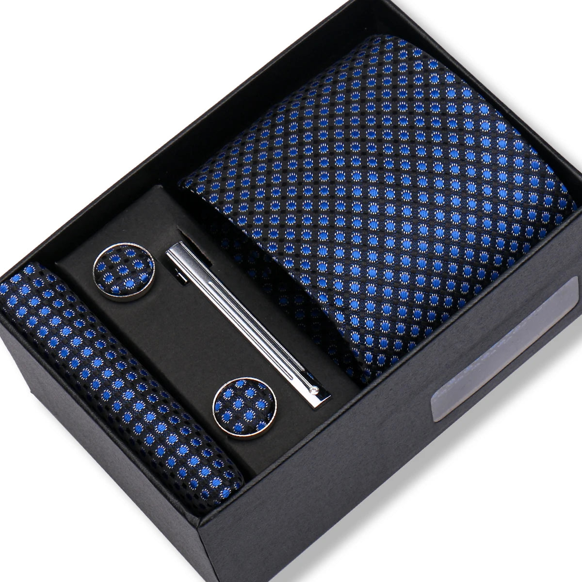 Slipsset herr 8 cm – jacquard slips, näsduk, manschettknappar & slipsnål