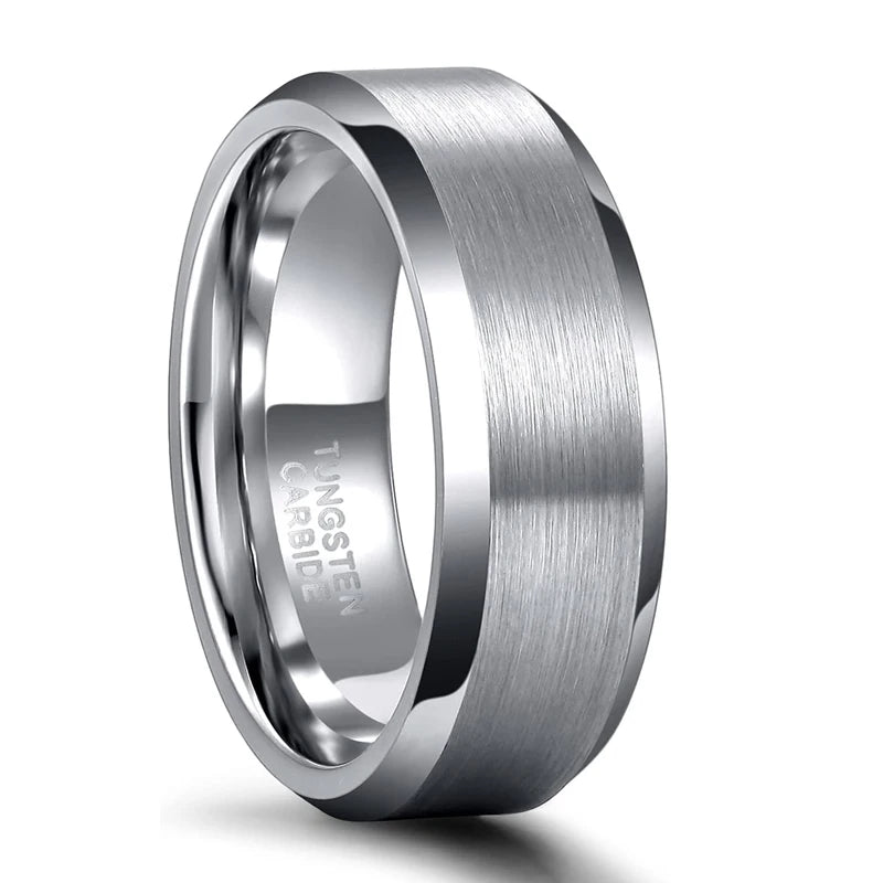 TIGRADE unisexring i tungsten 4–8 mm – borstad silver