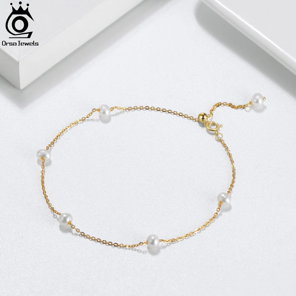 ORSA JEWELS pärlarmband dam – sötvattenspärlor & 925 sterlingsilver