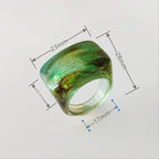 Vintage ring i resin & akryl – Geometrisk fyrkantig design för dam & herr