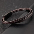Läderarmband herr – flätat armband i dubbel design