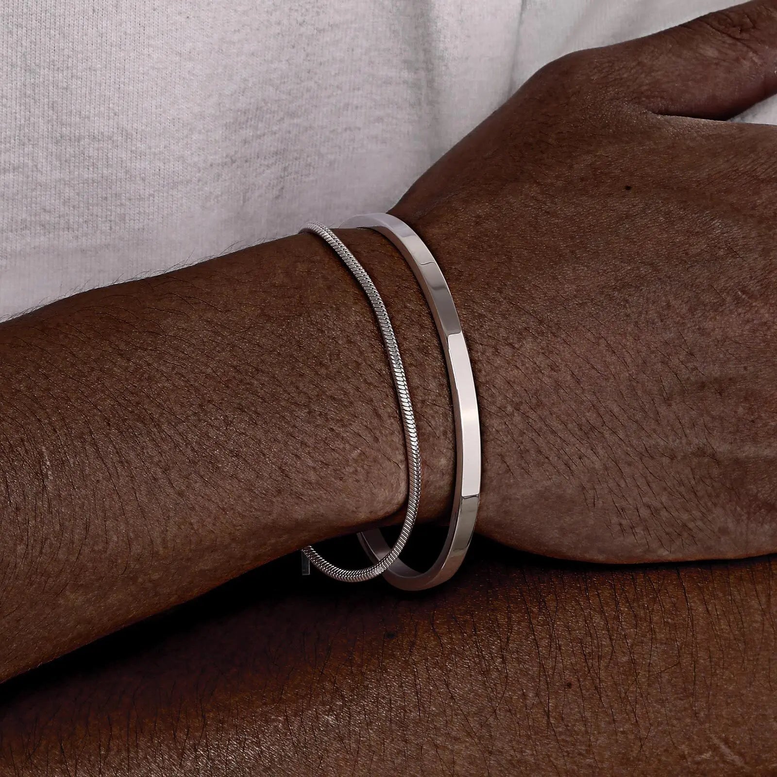 Trendigt armband  för män – 2‑pack i rostfritt stål