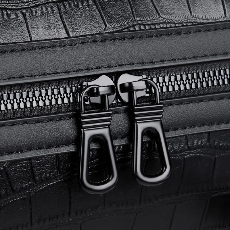 Lyxig business‑ och reseväska för män – PU‑läder med axelrem