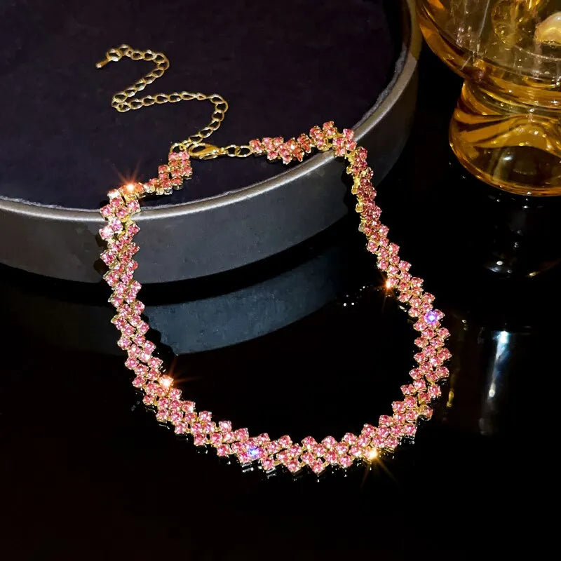 Halsband dam – choker med strass för fest