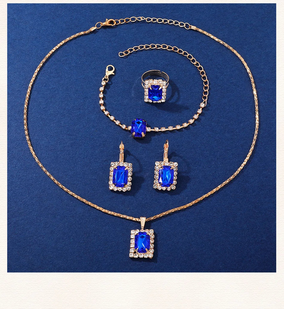 Elegant smyckesset för dam - Klocka, armband, halsband, ring & örhängen