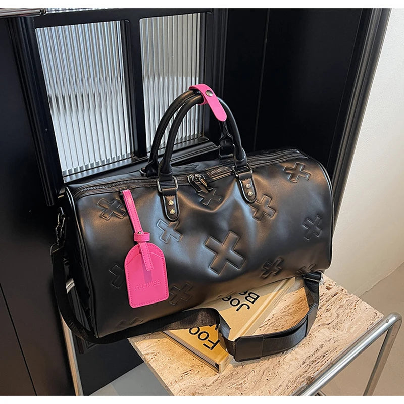 Dam weekendbag i PU-läder för resor och träning