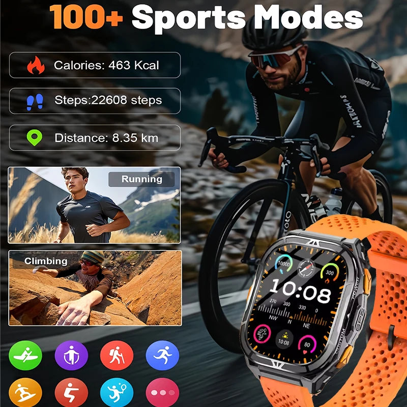 GPS Smartwatch Militärstil – 1.96” AMOLED & 10ATM vattentät