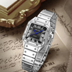 Fyrkantig damklocka i rostfritt stål – stilren quartzklocka