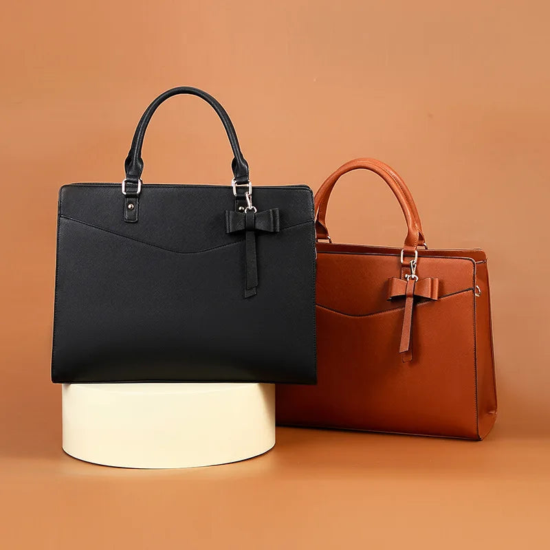 Handväska denim för dam – stor arbetsväska för kontor & pendling