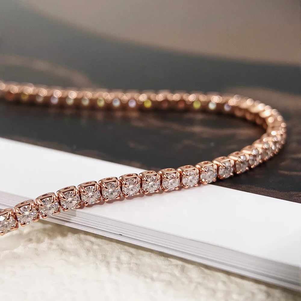 Moissanite Tennisarmband Dam Roséguld Justerbart