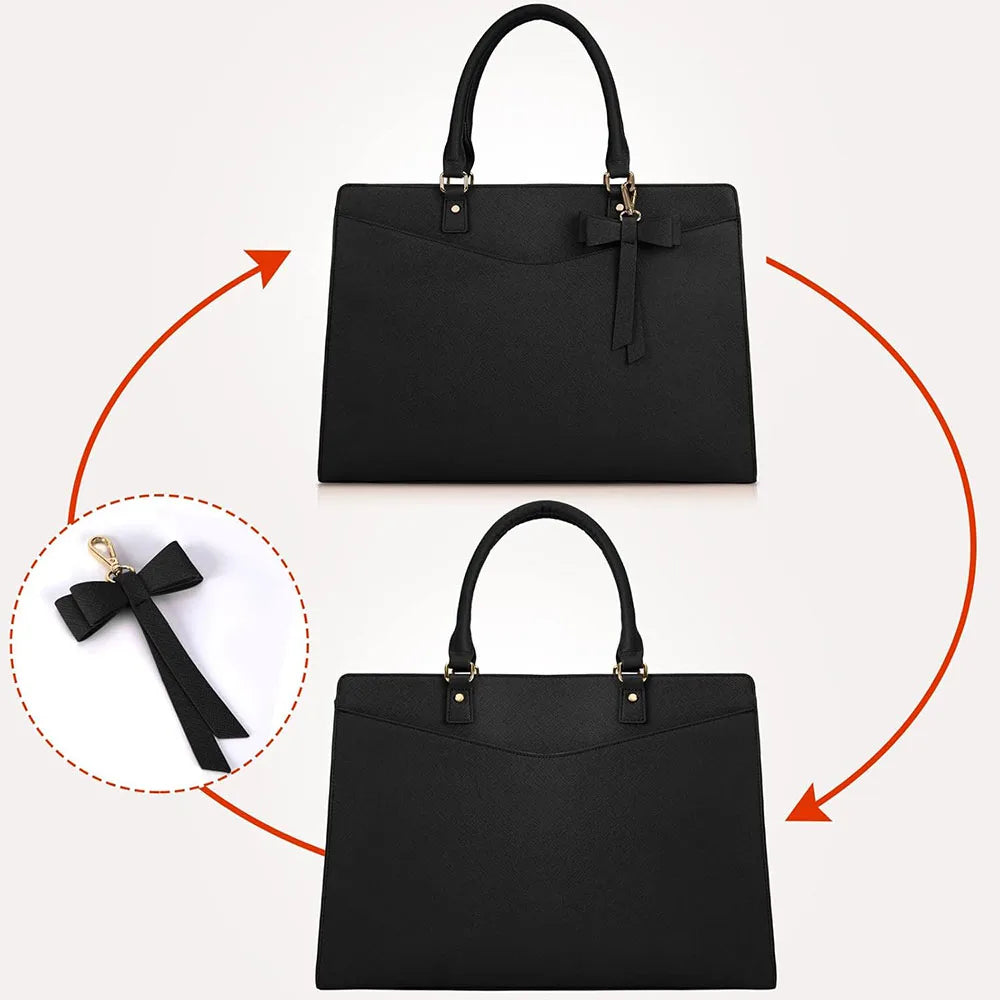 Laptop tote bag dam 15.6 tum – elegant arbetsväska i PU-läder