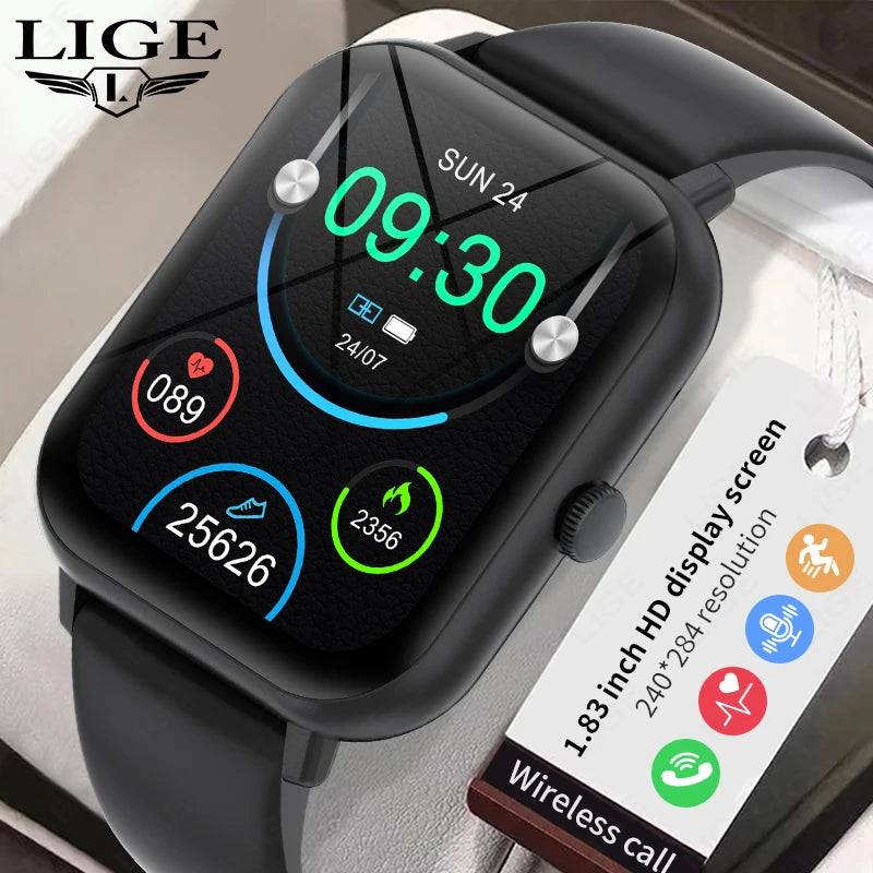 LIGE GPS Smartwatch 1.83” – 100+ sportlägen & Bluetooth-samtal