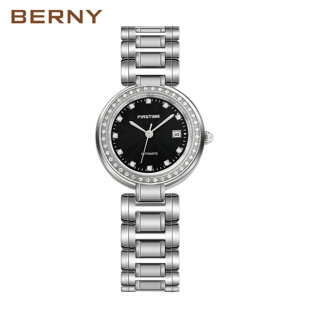 BERNY Automatisk damklocka – safirglas
