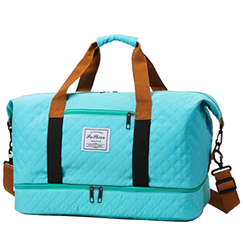 Quiltad weekendbag dam i lätt nylon med axelrem