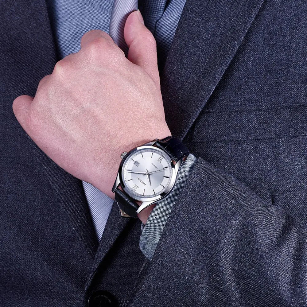 Herrklocka MEGIR automatisk – läder & 5 ATM