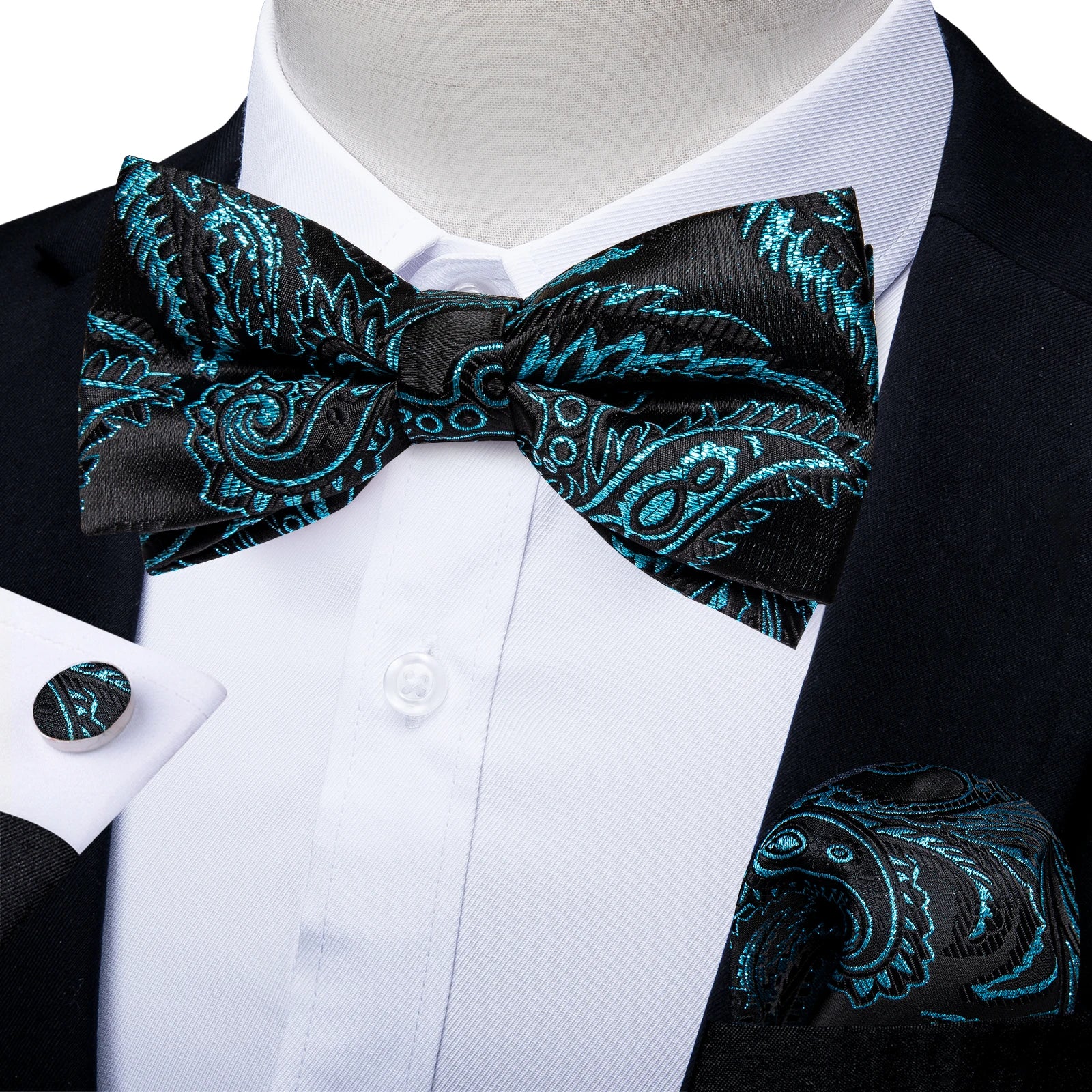 Flugset paisley herr – fluga, näsduk & manschettknappar