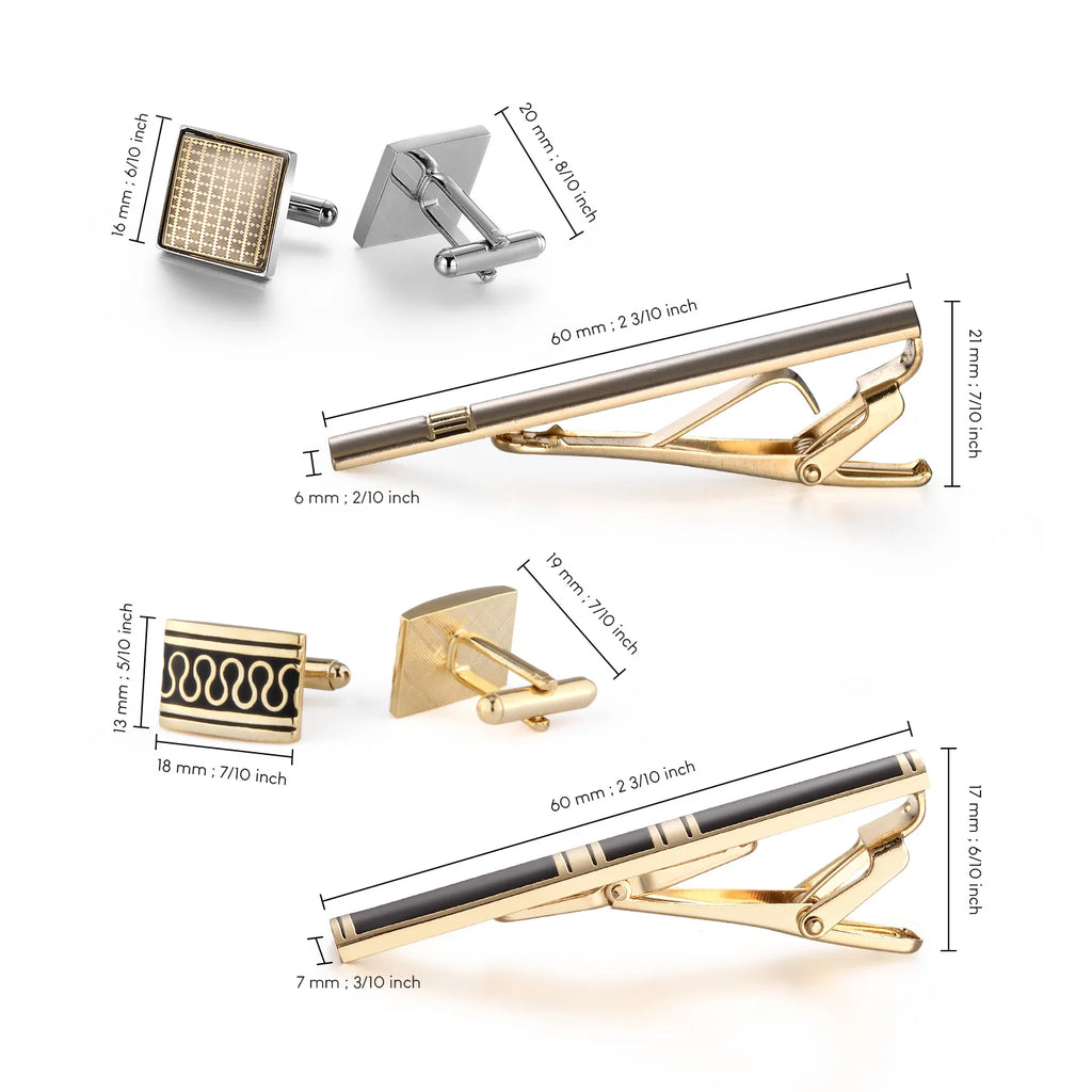 Slipsnålar & manschettknappar set – 4-pack