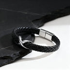 Infinity läderarmband herr – svart & rostfritt stål