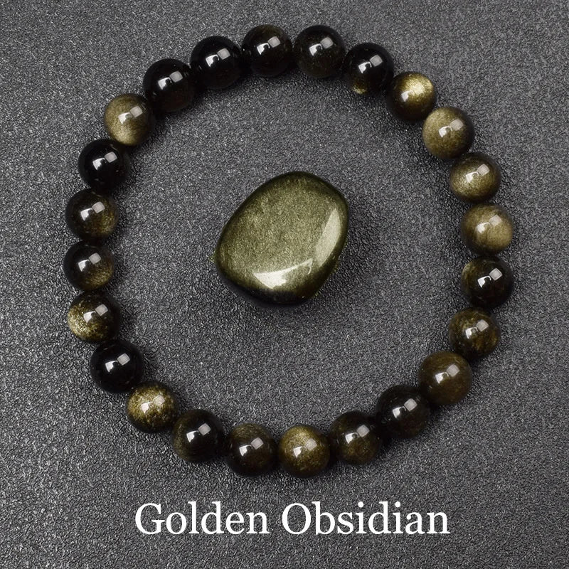 Armband i Guldskimrande Obsidian – Naturlig sten