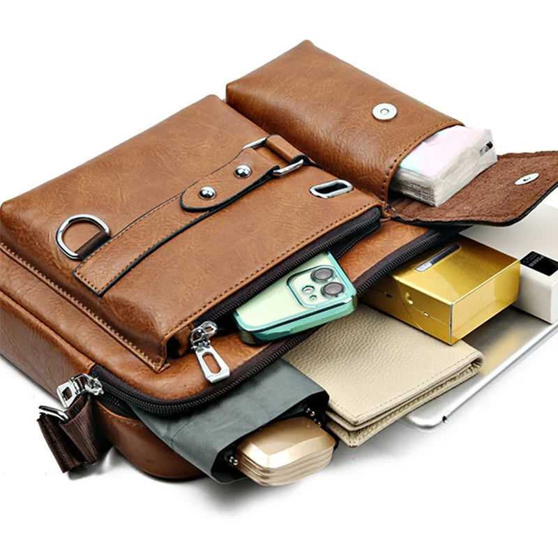 Retro portfölj för herr – vattentålig laptopväska med stor kapacitet