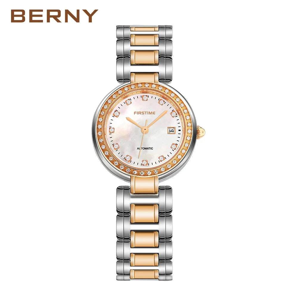 BERNY Automatisk damklocka – safirglas