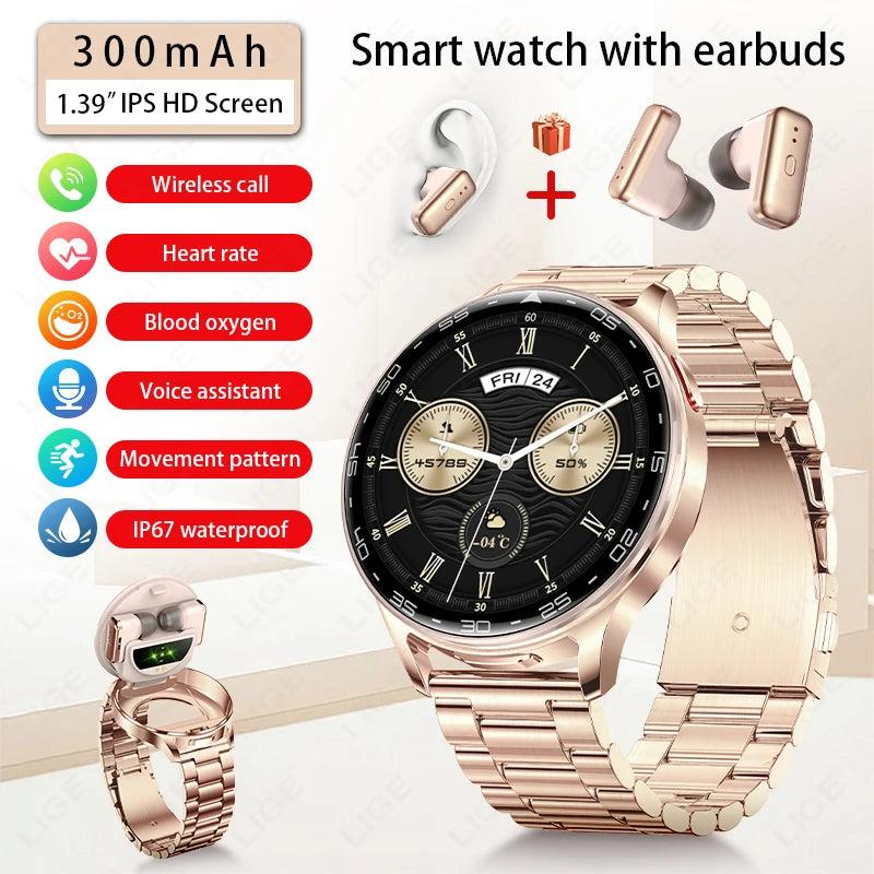 Smartwatch LIGE TWS 2‑i‑1 – med hörlurar & Bluetooth