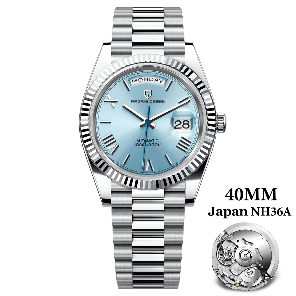 PAGANI DESIGN automatisk herrklocka – Safirglas, NH36A, 10 ATM