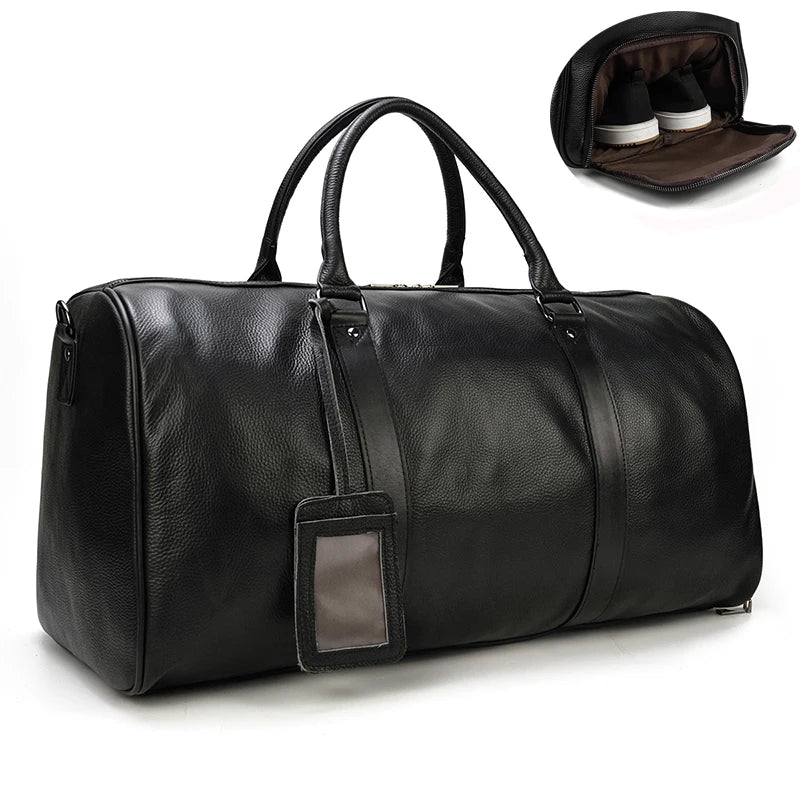 Weekendbag i äkta läder – resväska / duffelbag