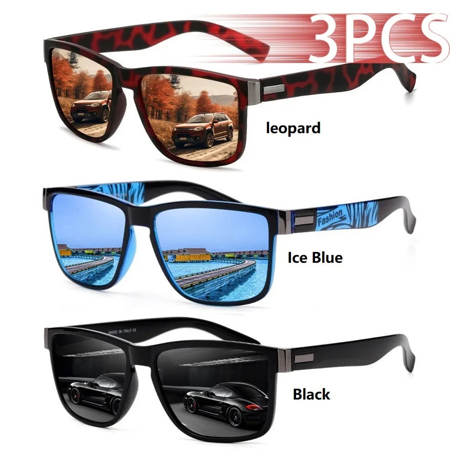 3-pack Fyrkantiga Solglasögon – UV400 Unisex Trend