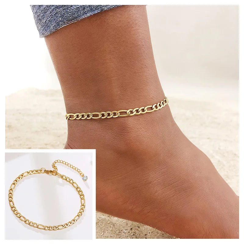 Fotlänk dam snake chain – rostfritt stål