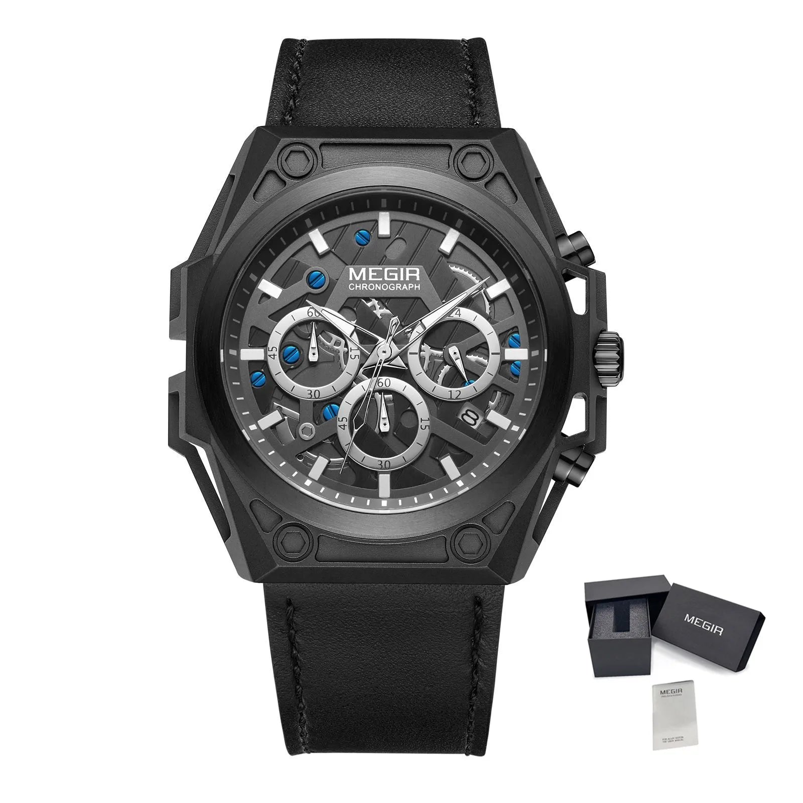 Herrklocka MEGIR kronograf 47mm – lyx & sport