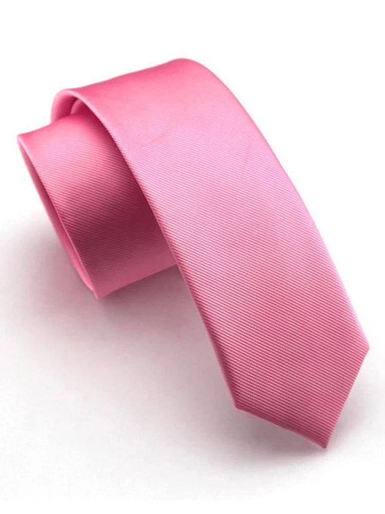 Smal slips 6 cm med näsduk & slipsnål – enfärgat slipsset i sidenlook