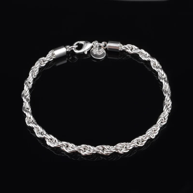 Silverpläterat Rep‑armband 4 mm – Klassisk Kedjedesign