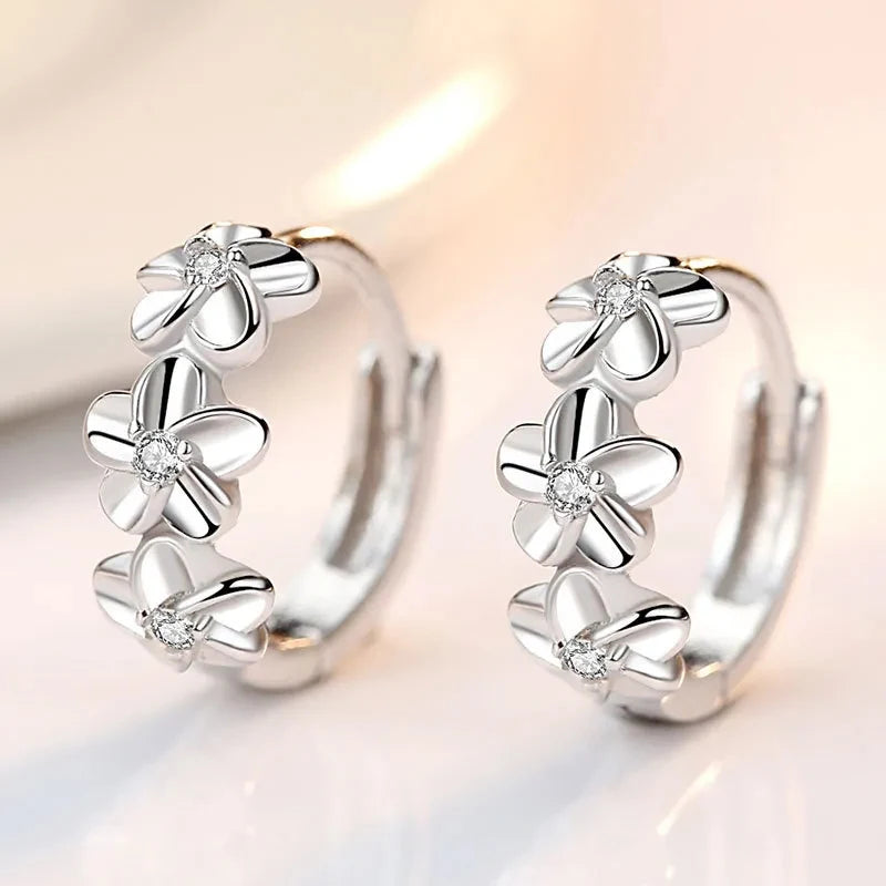 925 Sterling Silver blomörhängen – Zirkon studs