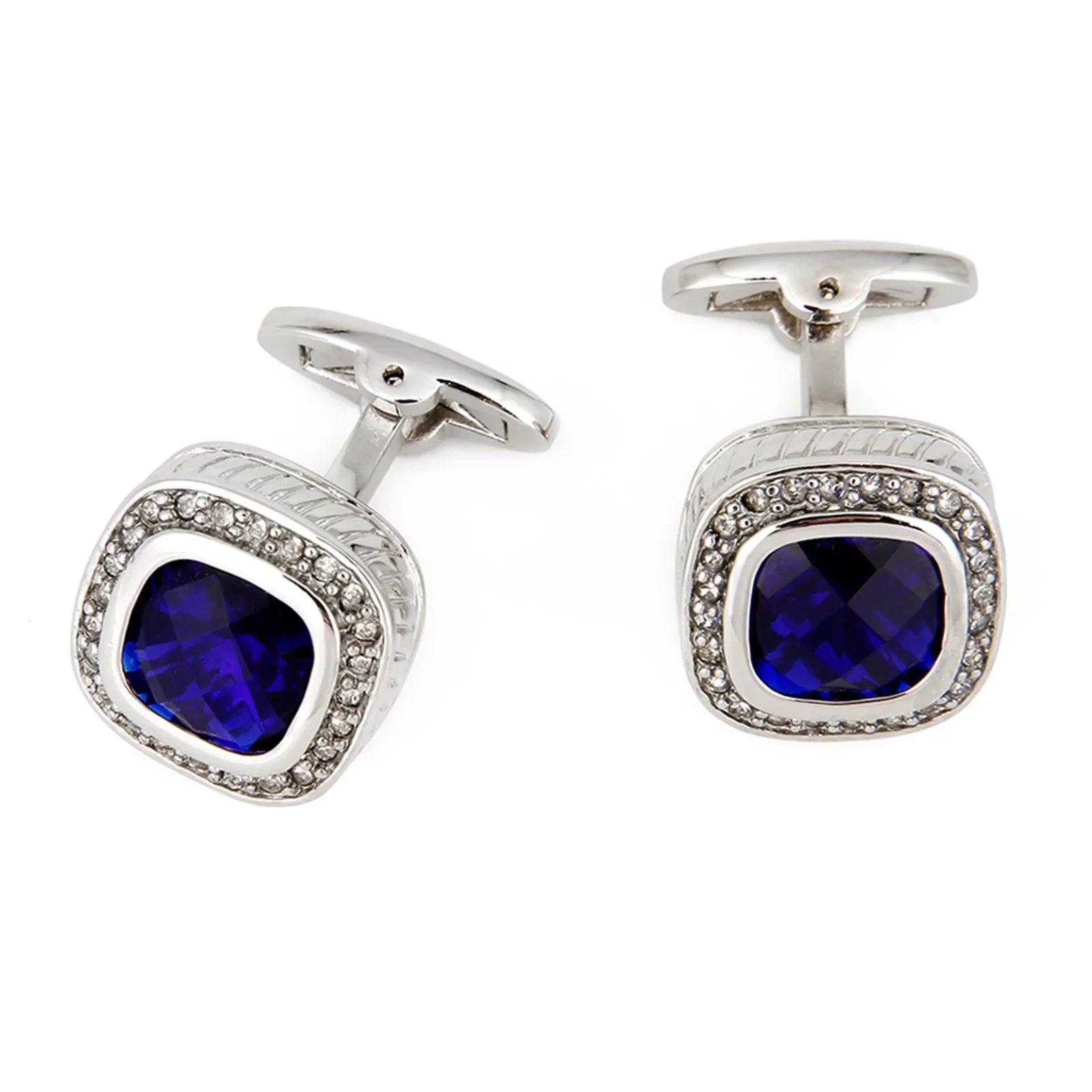 Manschettknappar Lyx – Silver & safirdetalj